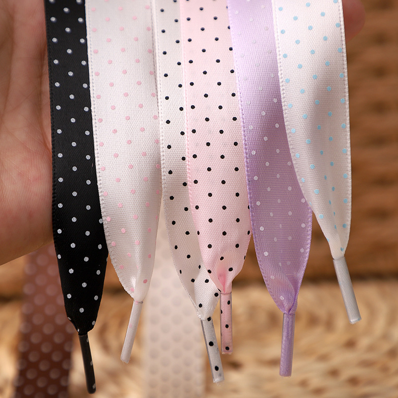 Lace Replacement Flat - Cadarços Planos de Seda com Bolinhas